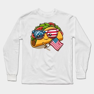 Tacos holding an American flag design Long Sleeve T-Shirt